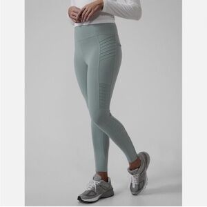 SzXS Athleta Delancey Moto Tight in Minimalist Grey (reads blue green) EUC